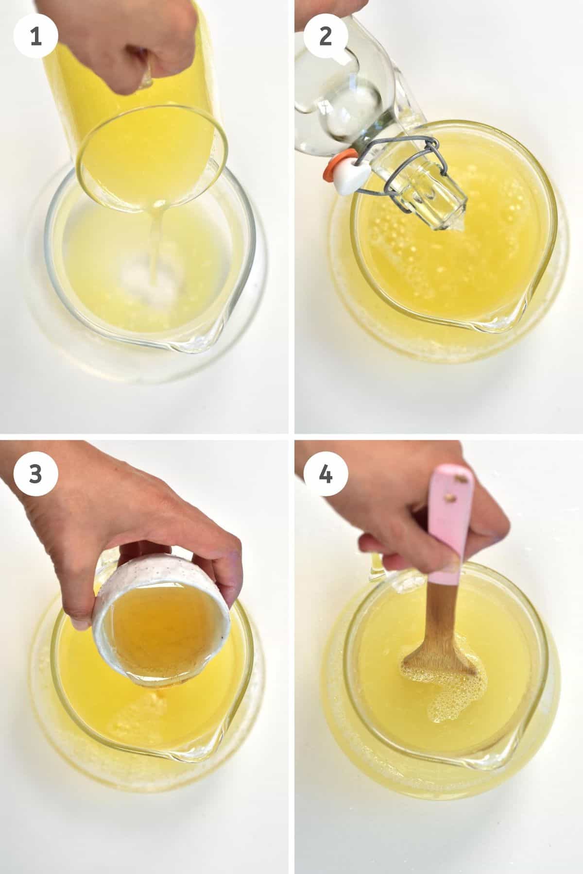 Collage of making homemade lemonade