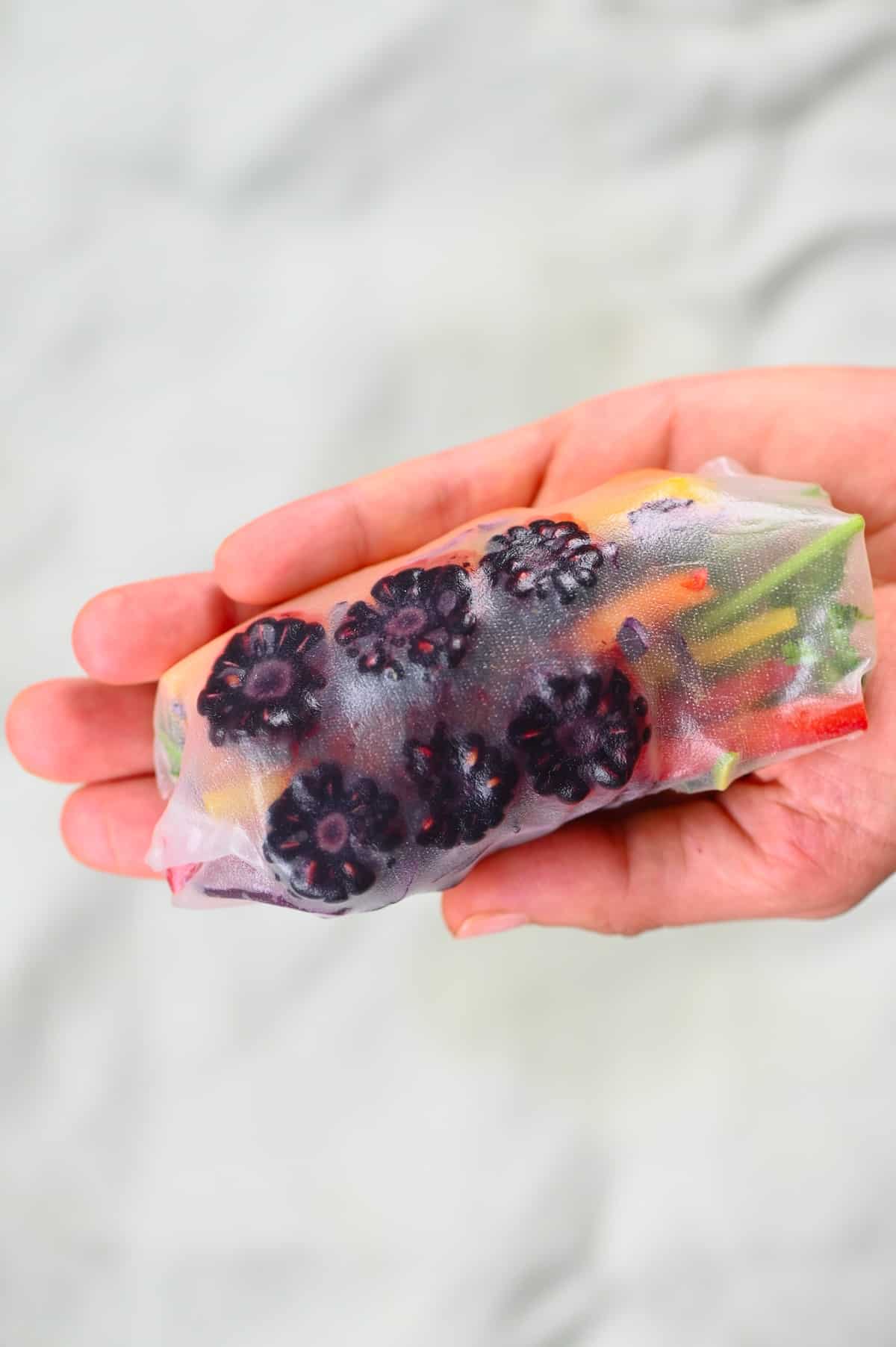 Rice Paper Summer Roll in a hand