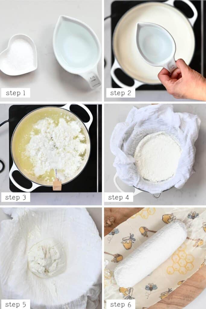 Steps for making goats cheese