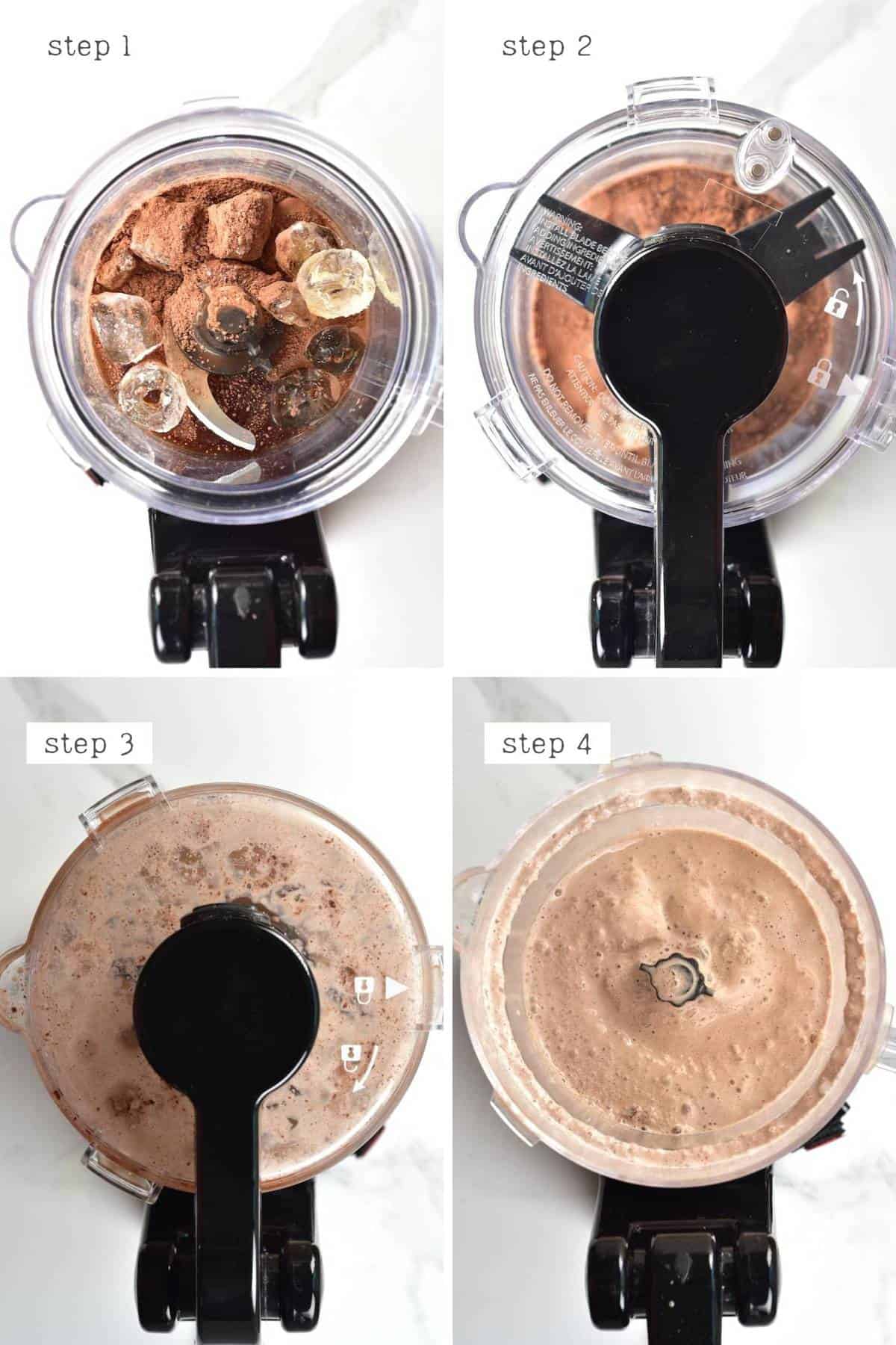 Steps for making mocha frappuccino