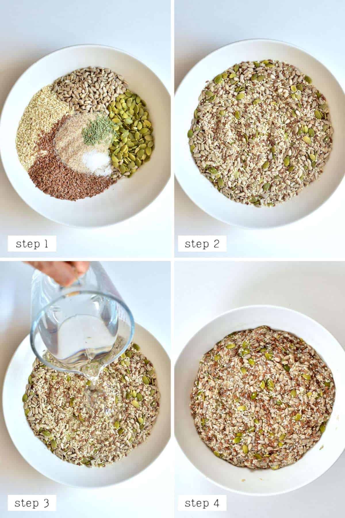 Steps for making the seeded crackers mix