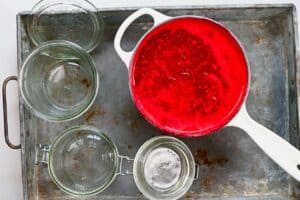 Sterilized jars to store Raspberry Jam