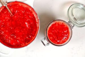 Strawberry Jam stored in sterilized jars