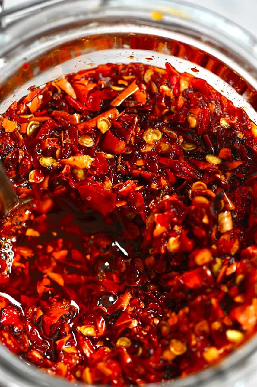 close up of homemade Chilli Oil