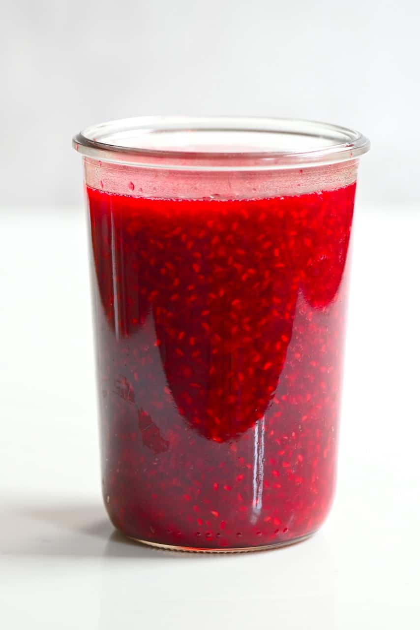 homemade Raspberry Jam in glass jar