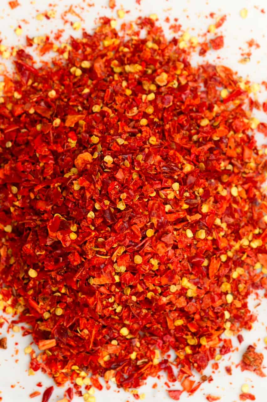 spread of dried chilli flakes