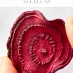 Close up of one Beetroot Chip