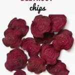 Beetroot Chips on a white flat surface