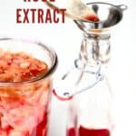 Filling a glass bottle with rose extract