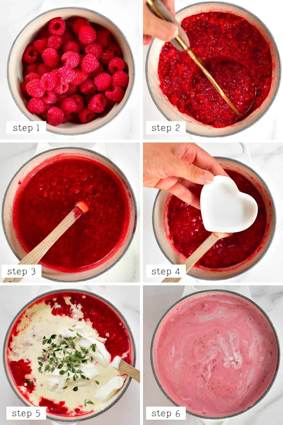 Steps for making the raspberry ice cream