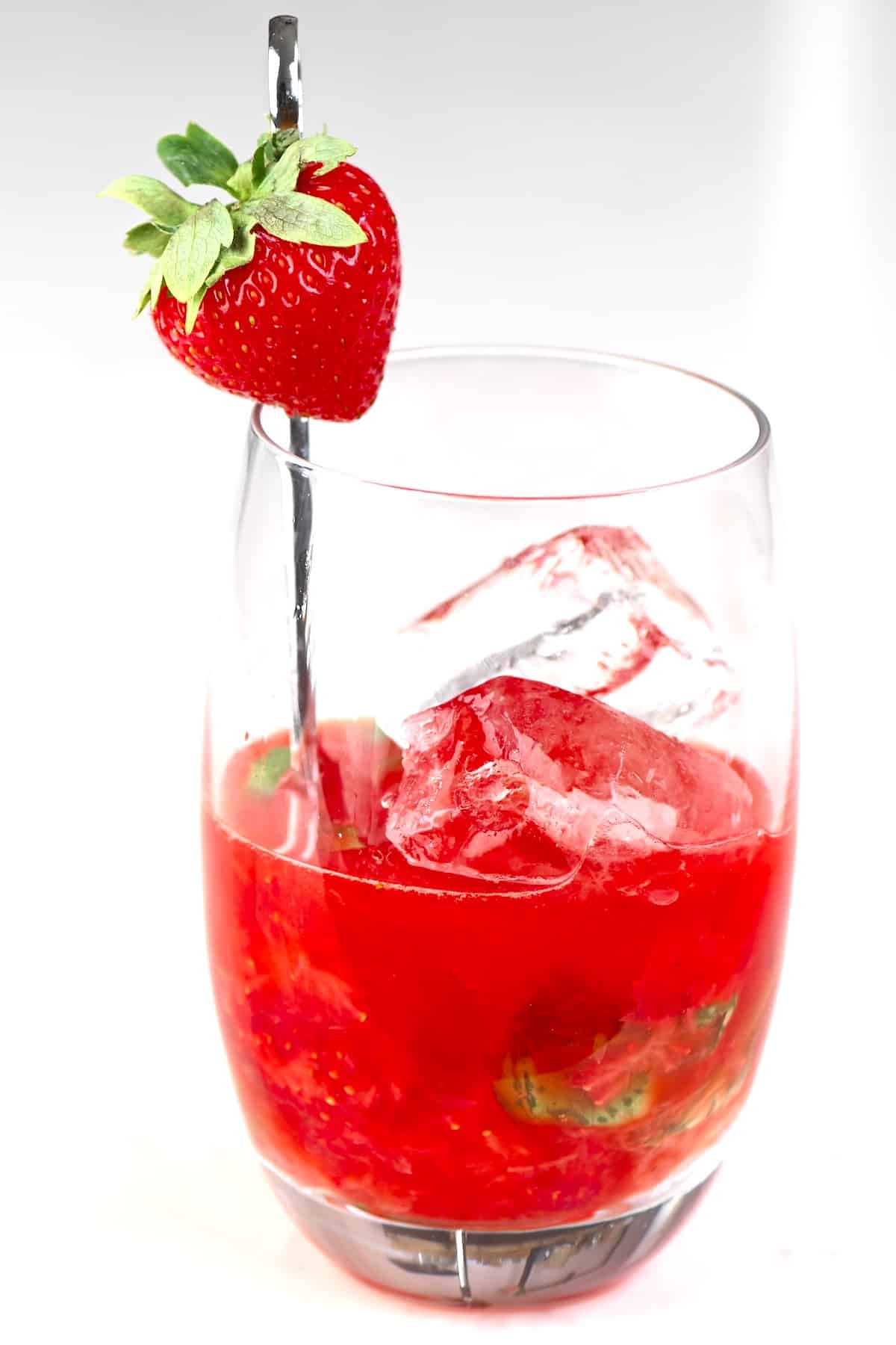 Strawberry Mocktail mix in a glass with ice