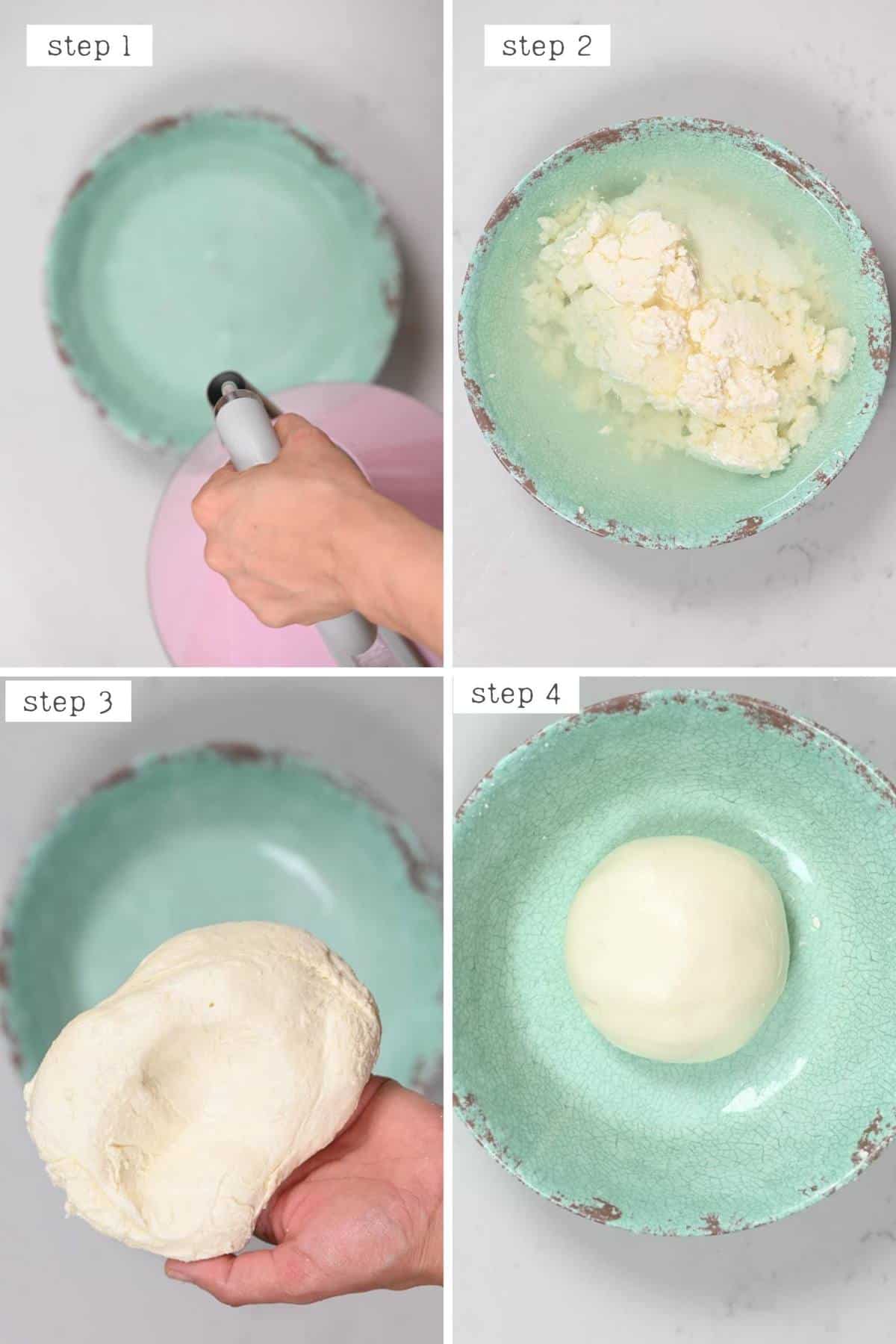 third stage for making mozzarella stretching and shaping