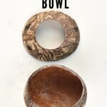 A coconut bowl on a flat surface