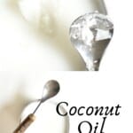 Homemade Extra Virgin Coconut Oil in a small bowl with a spoon