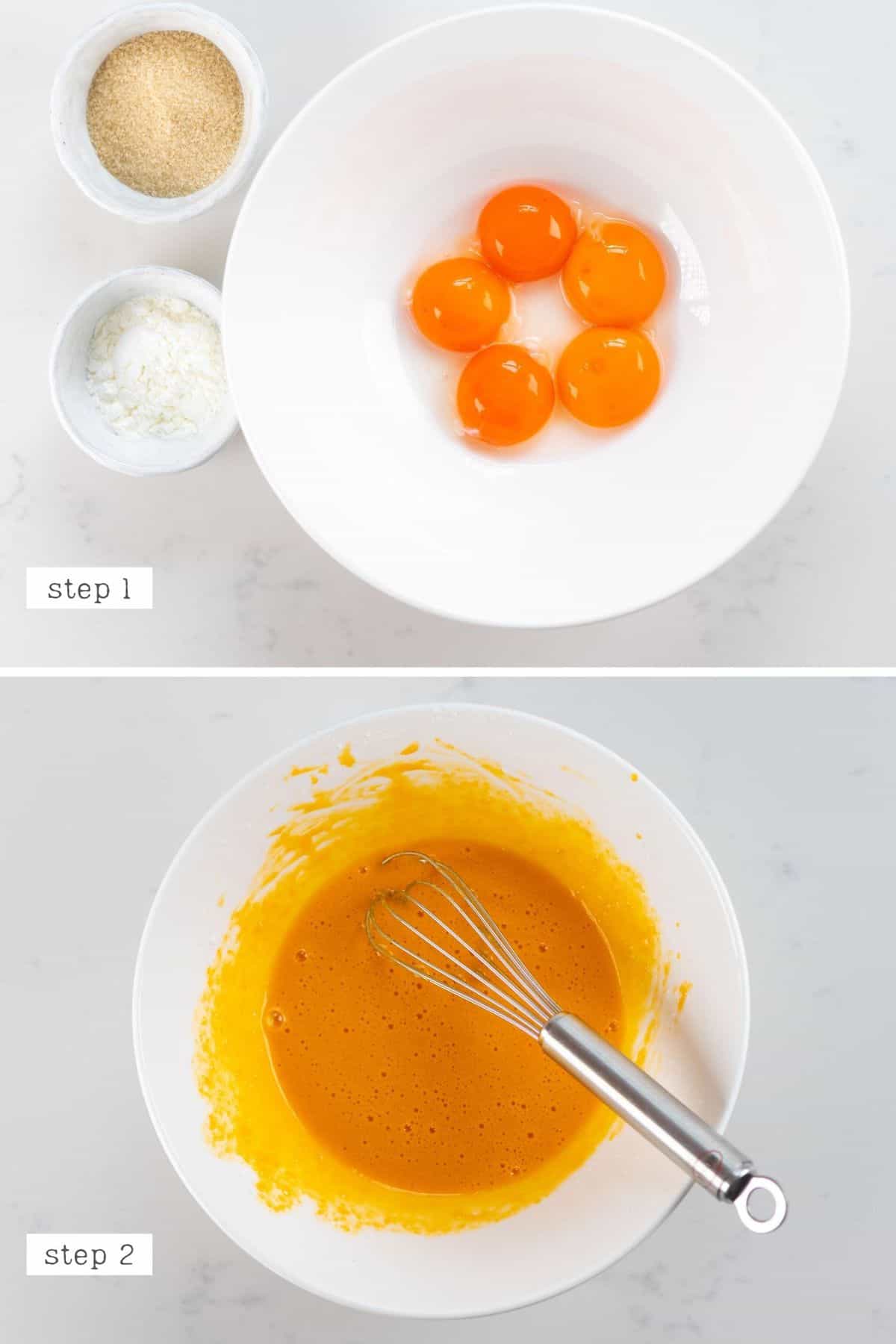 Fare la crema pasticcera alla vaniglia mescolando le uova