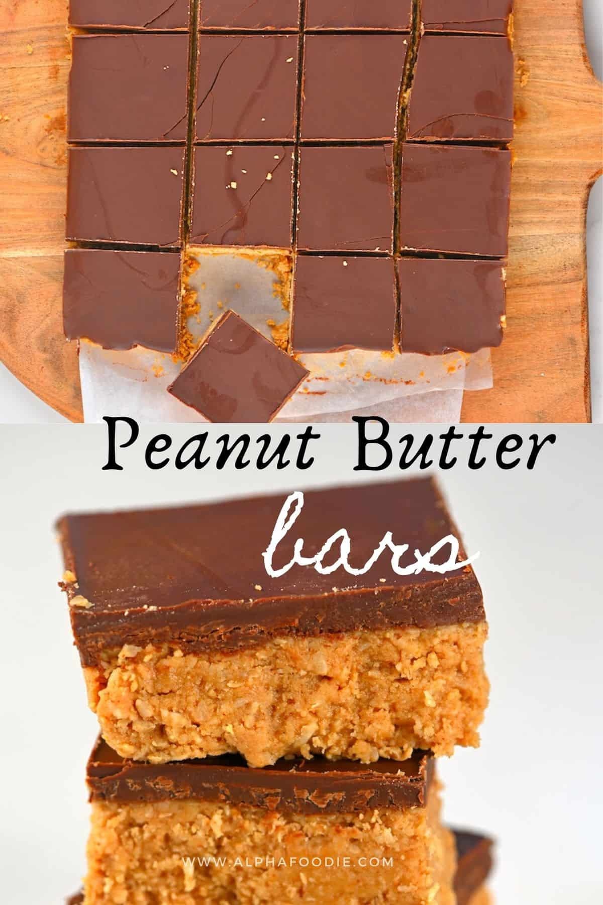 No-Bake Chocolate Peanut Butter Oatmeal Bars - Alphafoodie