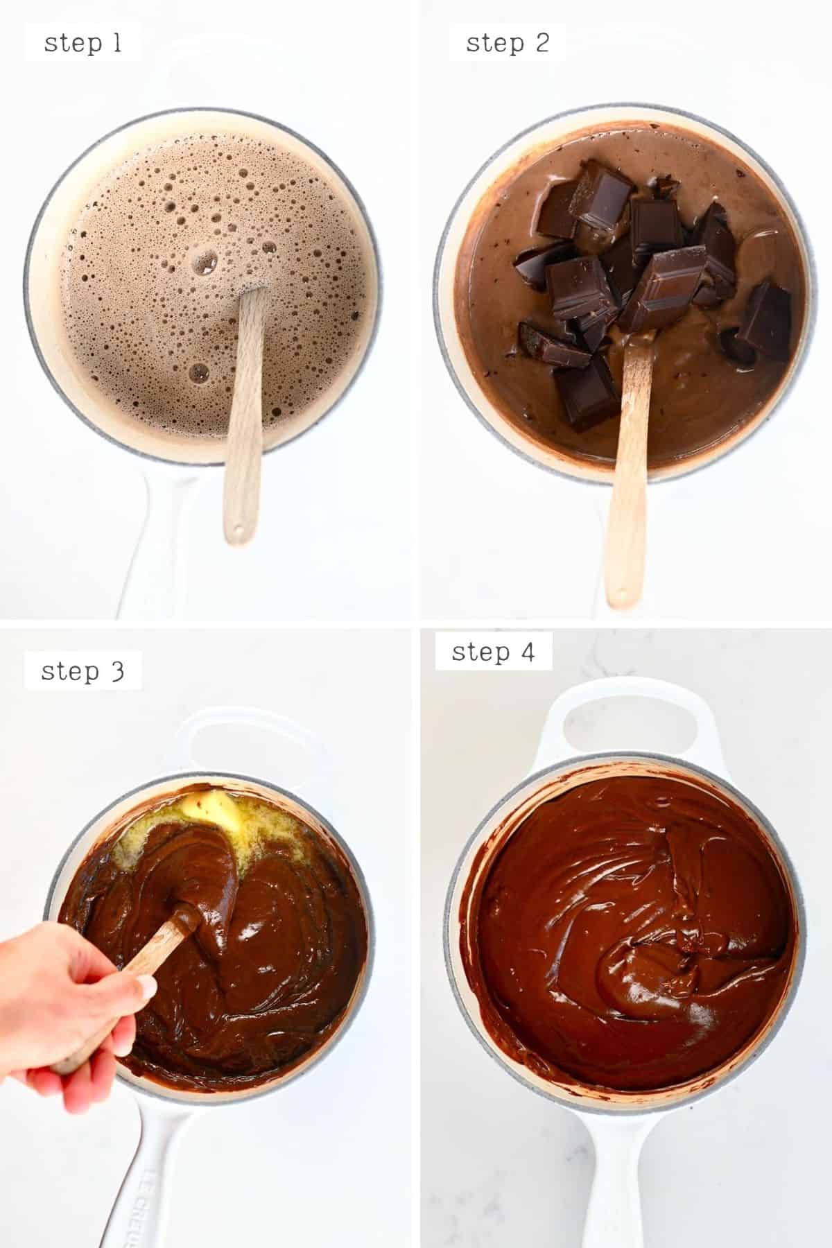 Steps for making chocolate cream