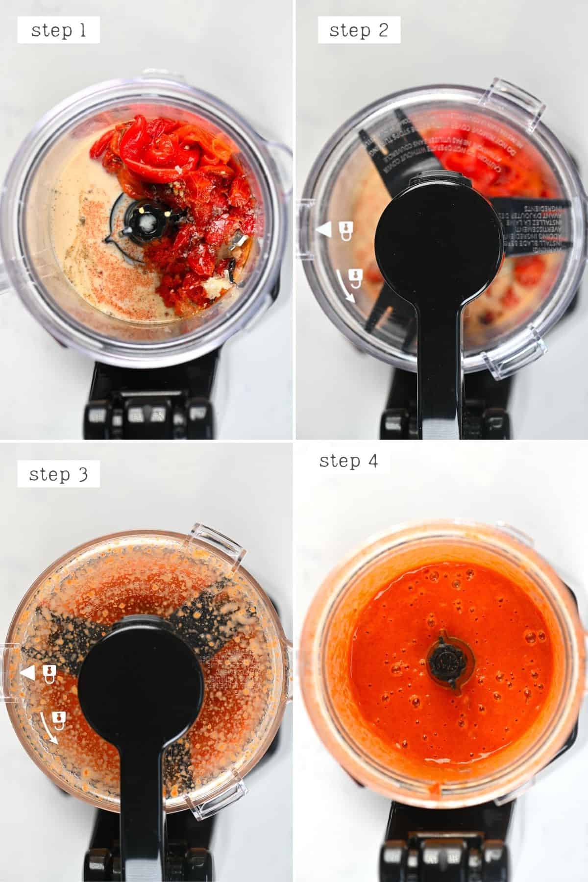 Steps for making red pepper sauce