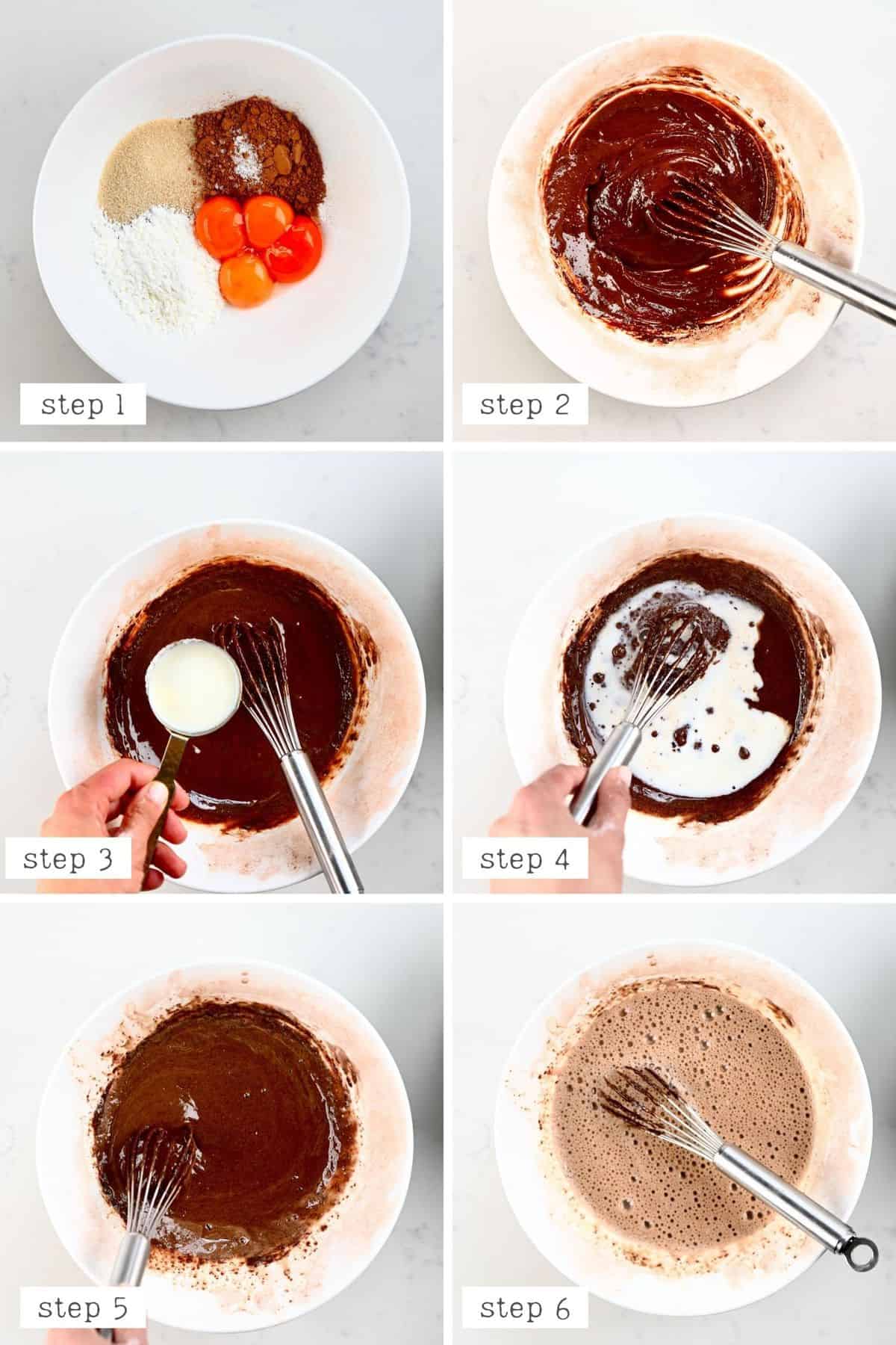 Steps for mixing chocolate cream