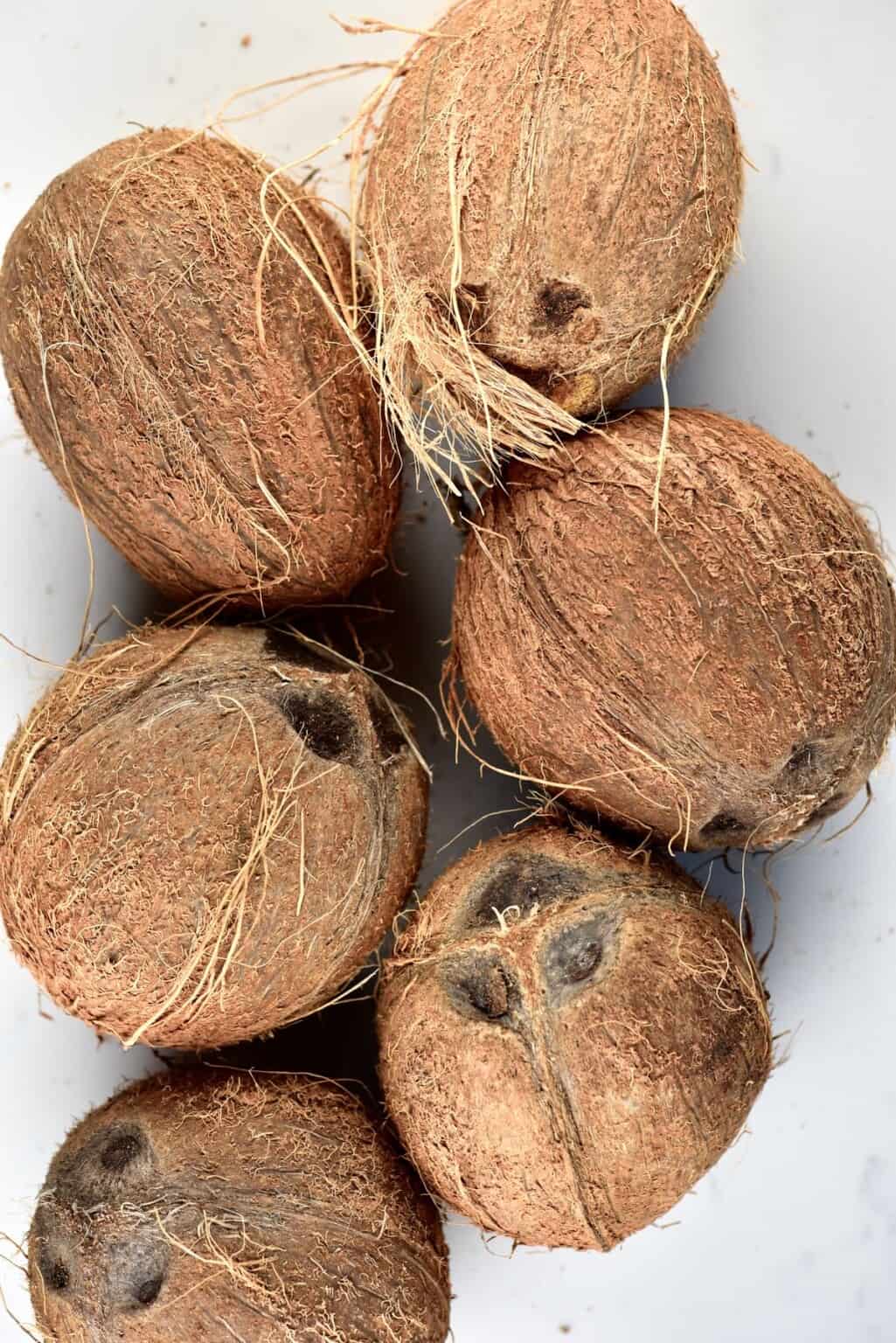 Illustration of a chef's knife chopping the top off a coconut