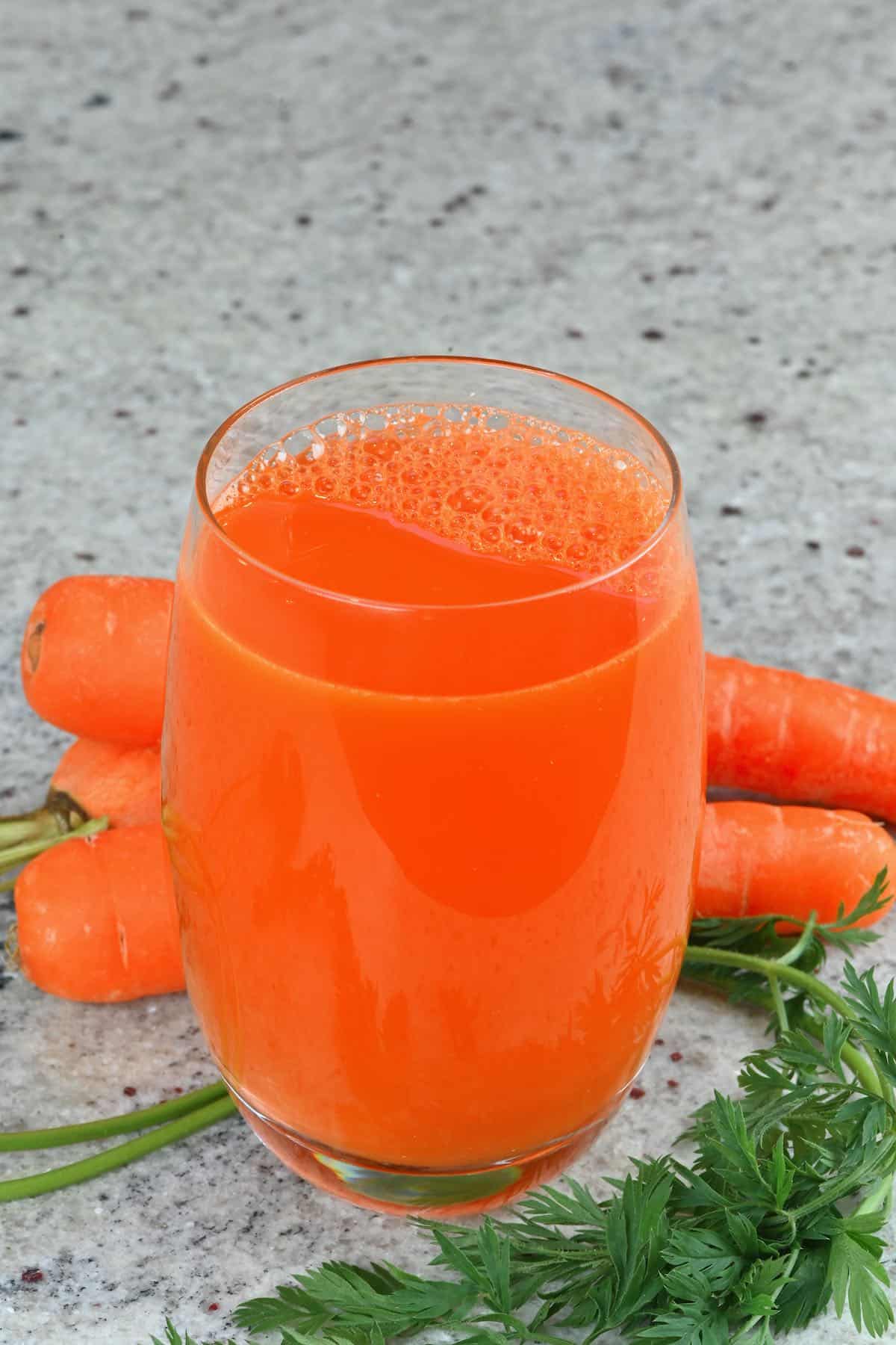 A glass of carrot juice