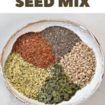 Omega seeds in a bowl, arranged next to each other, not mixed