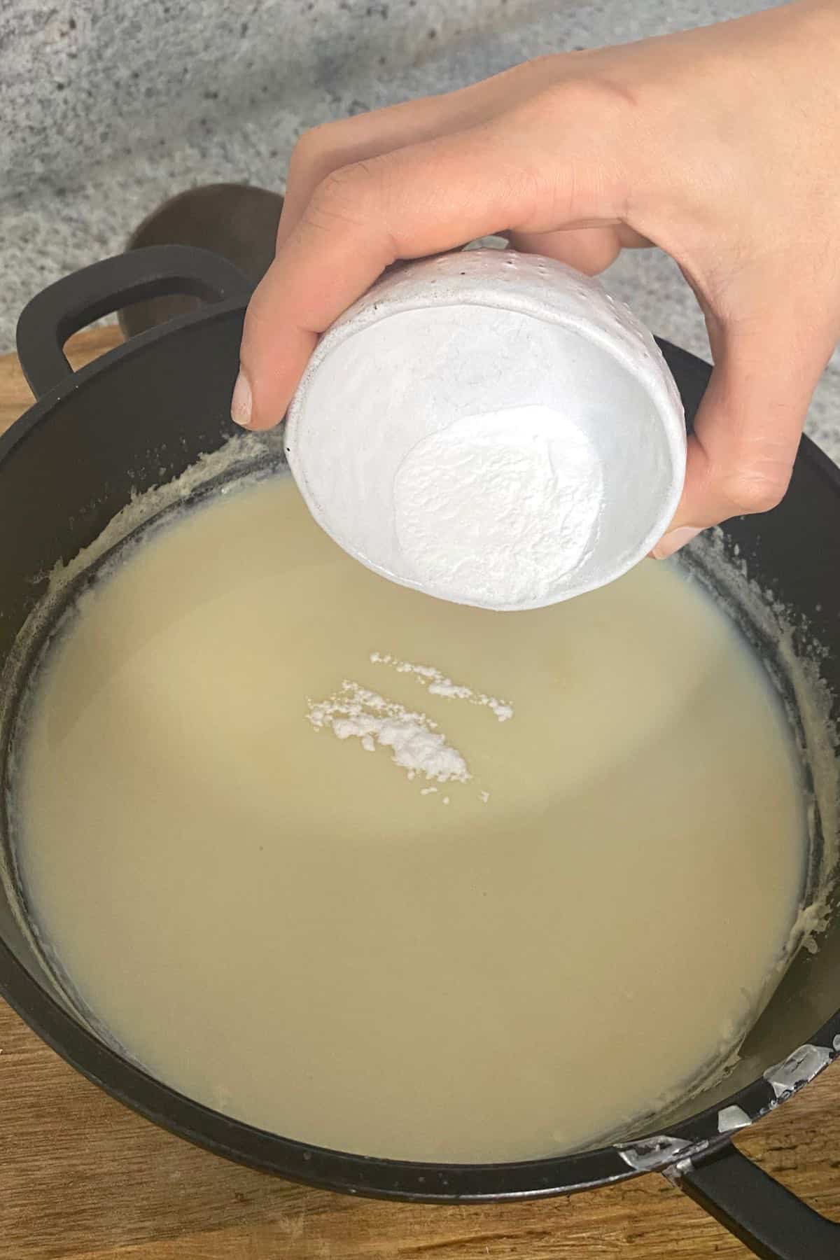 Adding yogurt starter to soy milk