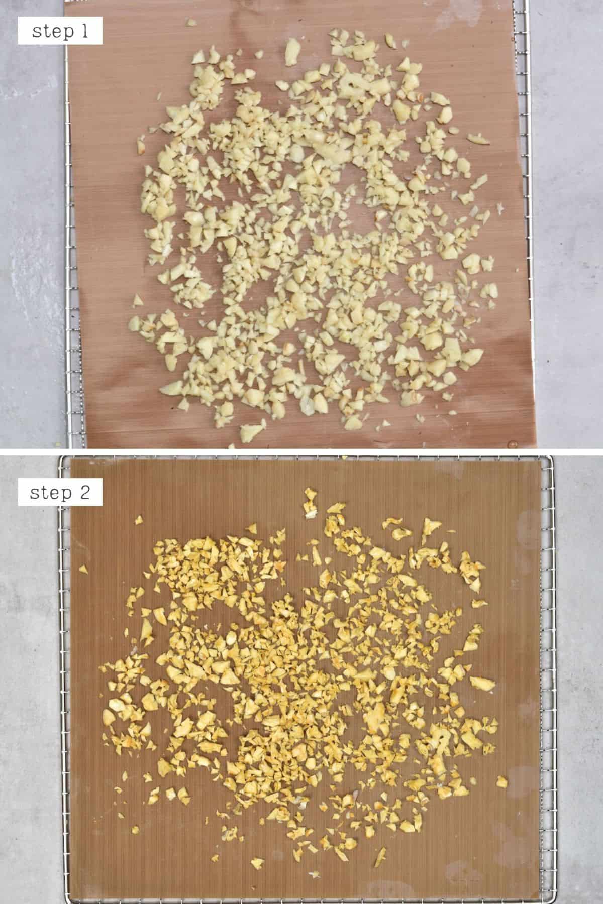 Steps for dehydrating minced garlic
