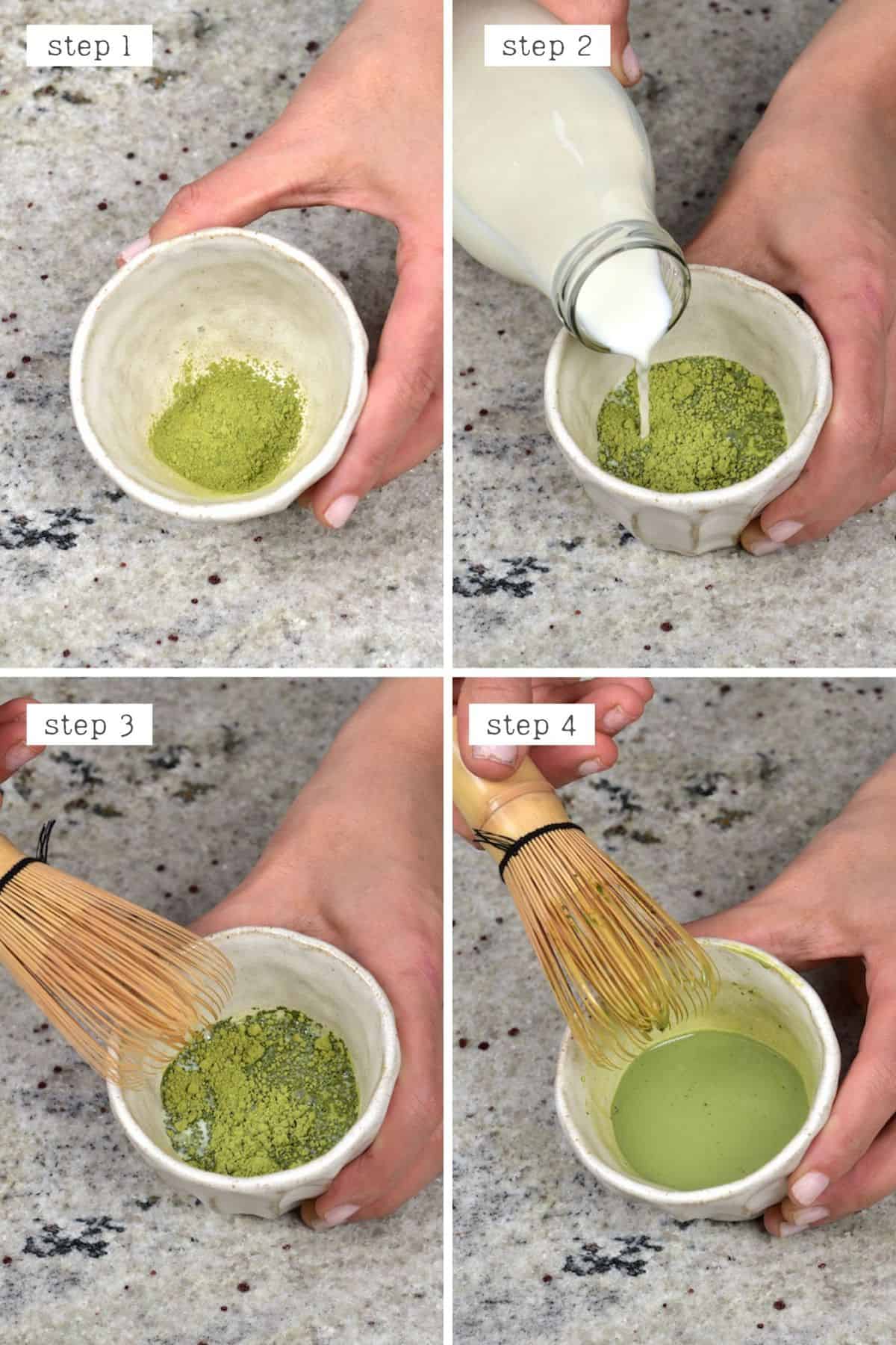 Steps for mixing matcha