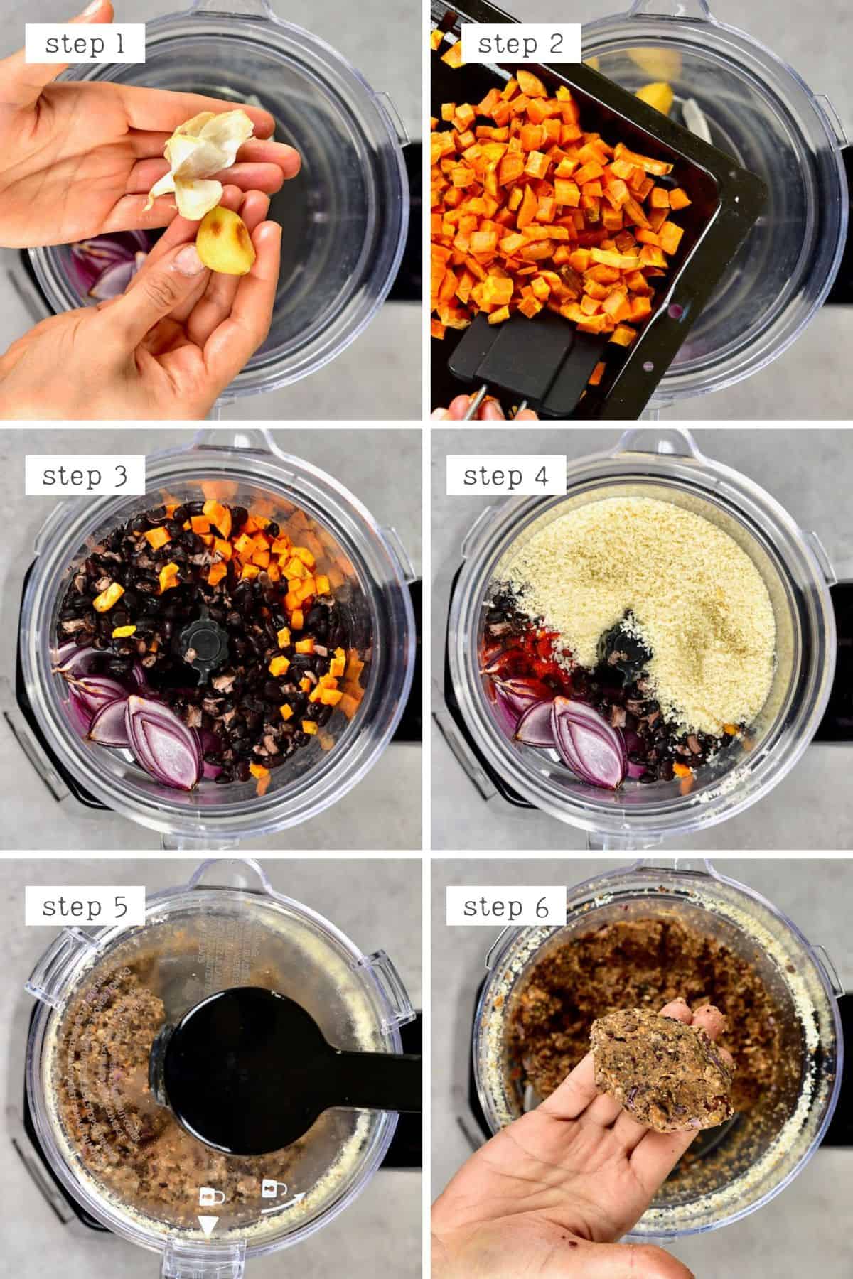 Steps for preparing black bean patties