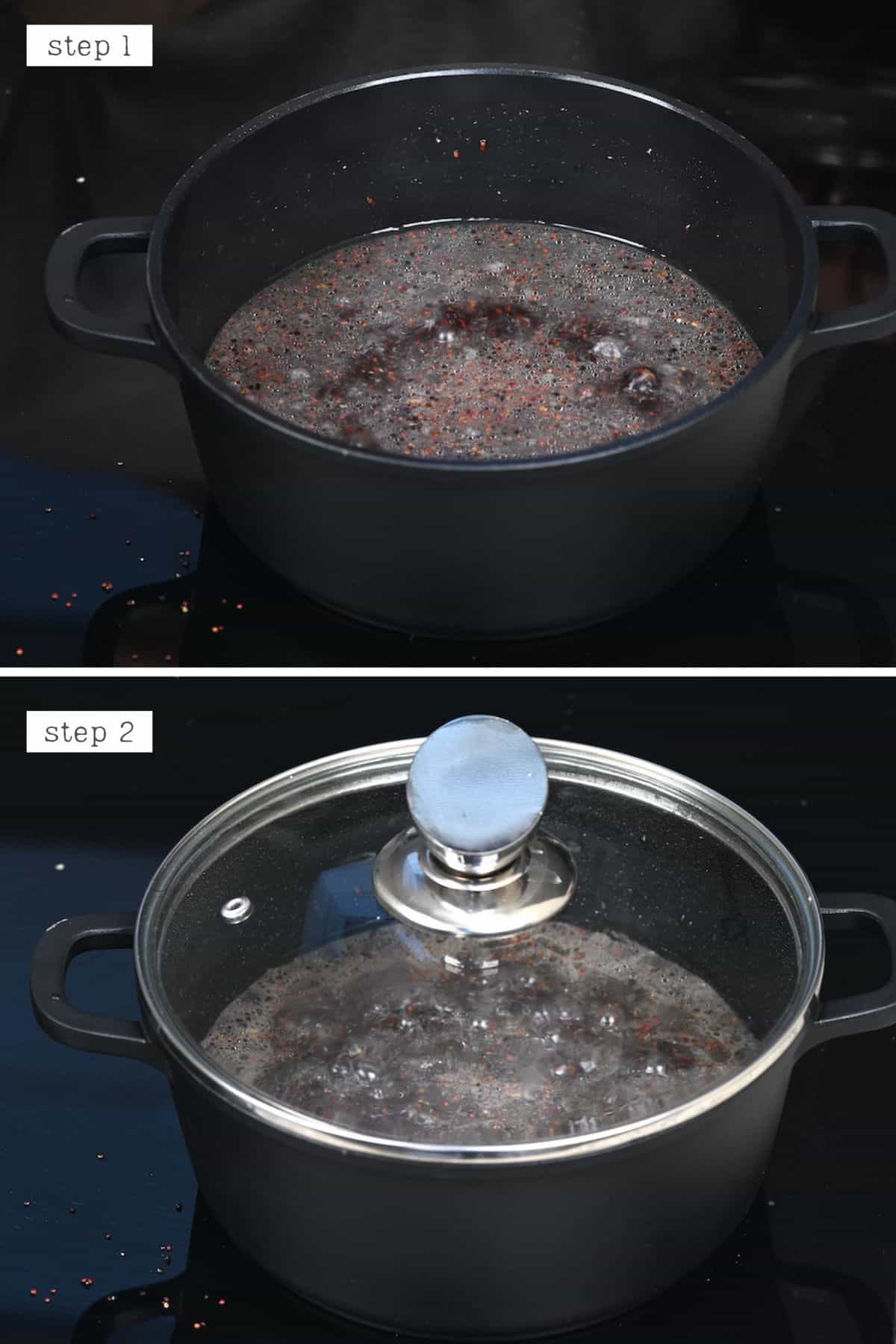 Boiling fluffy quinoa