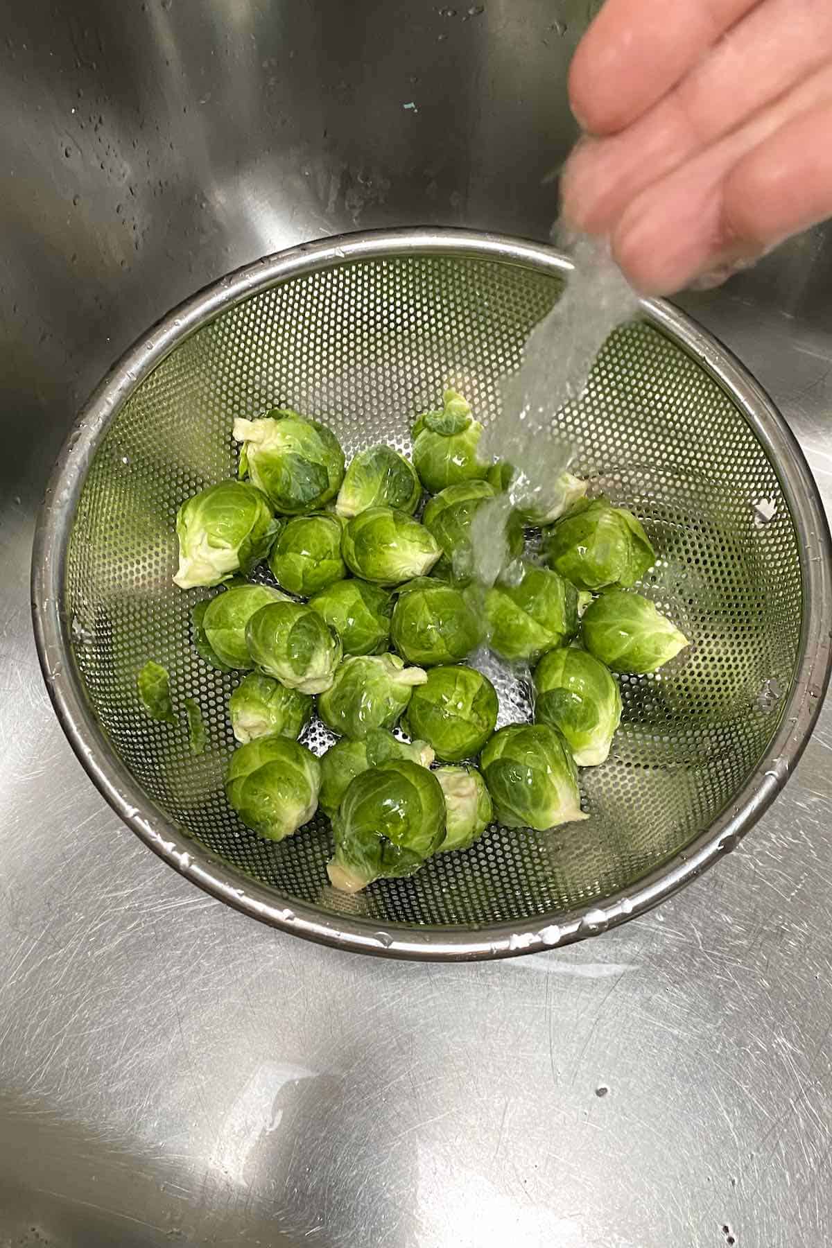 Rinsing Brussels sprouts