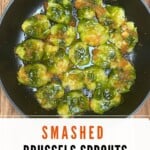 Oven-roasted Brussels sprouts in a pan
