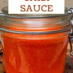 Chili sauce in a closed jar