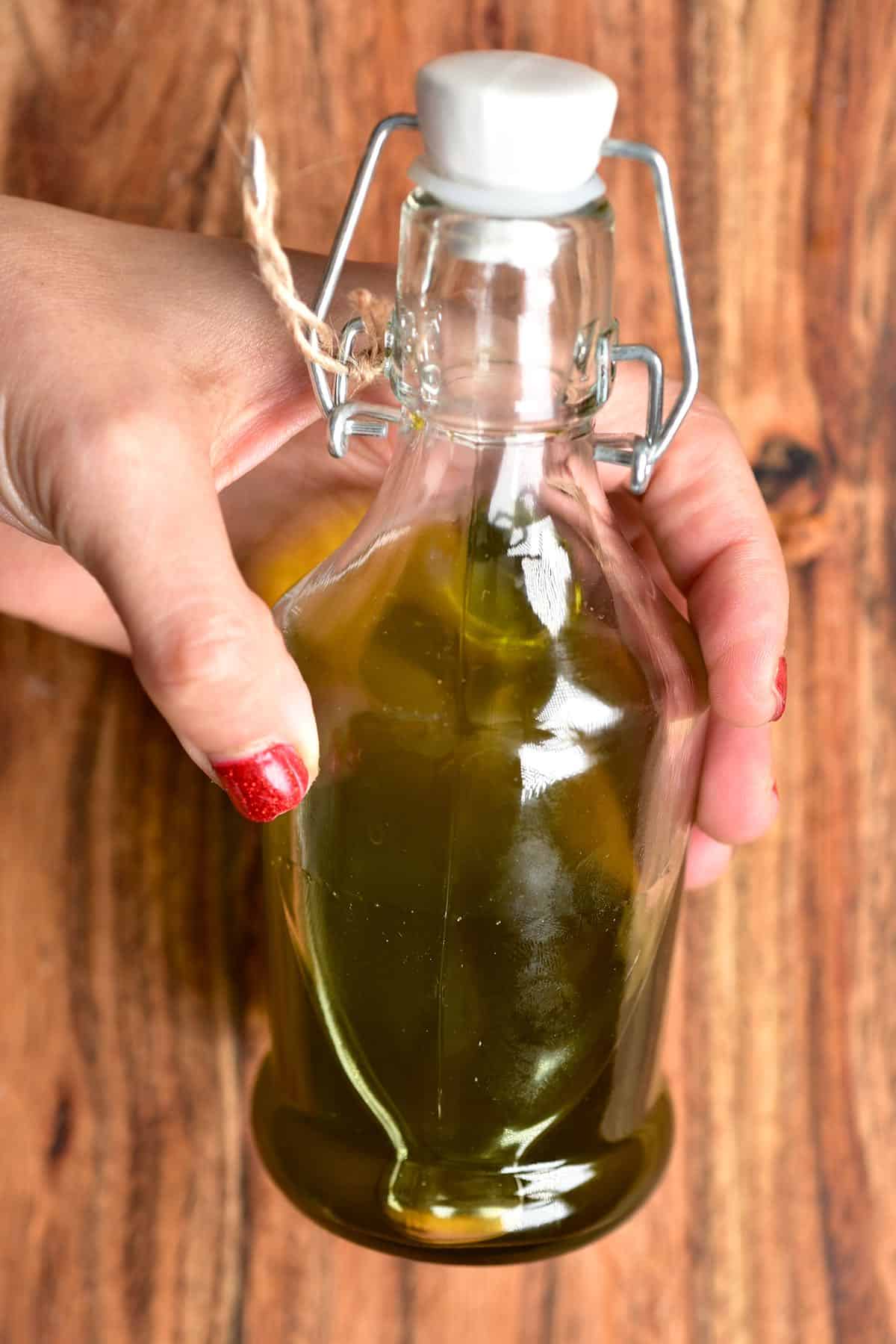 Homemade avocado oil in small bottle