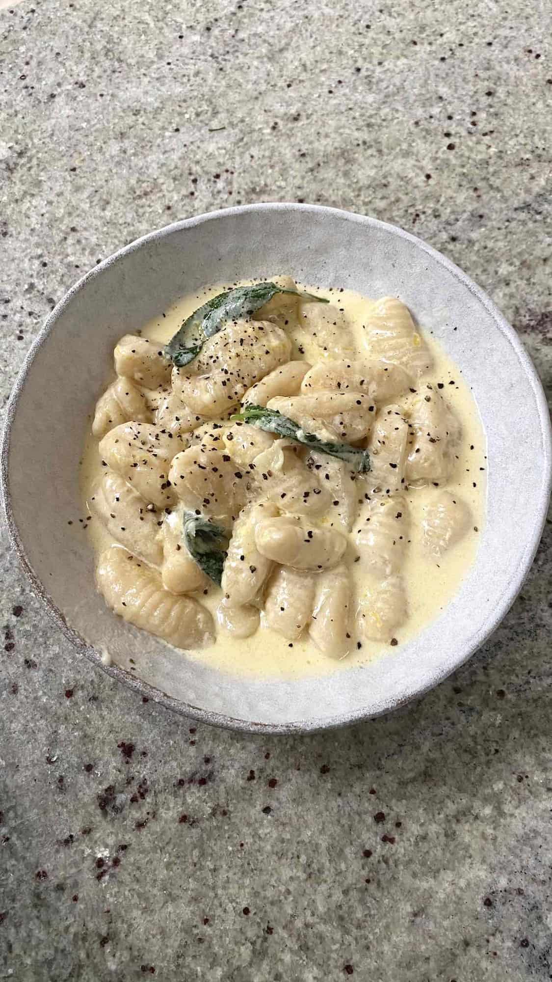 Gnocchi served with sauce