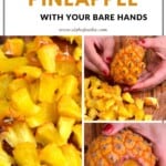 Steps for pulling apart a pineapple