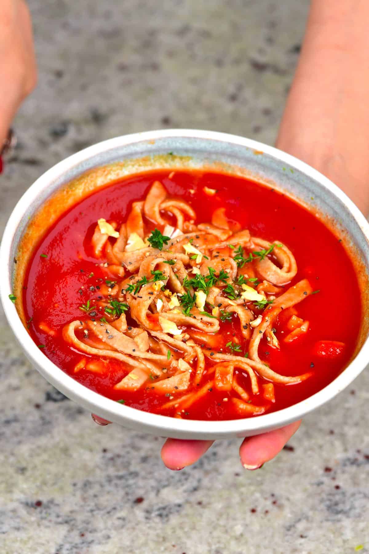 Oat pasta with marinara sauce