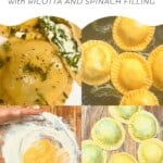 Steps for making spinach and ricotta ravioli