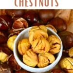 Peeled roasted chestnuts in a bowl