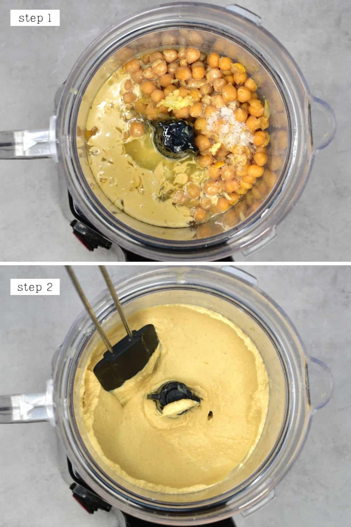 Steps for blending hummus