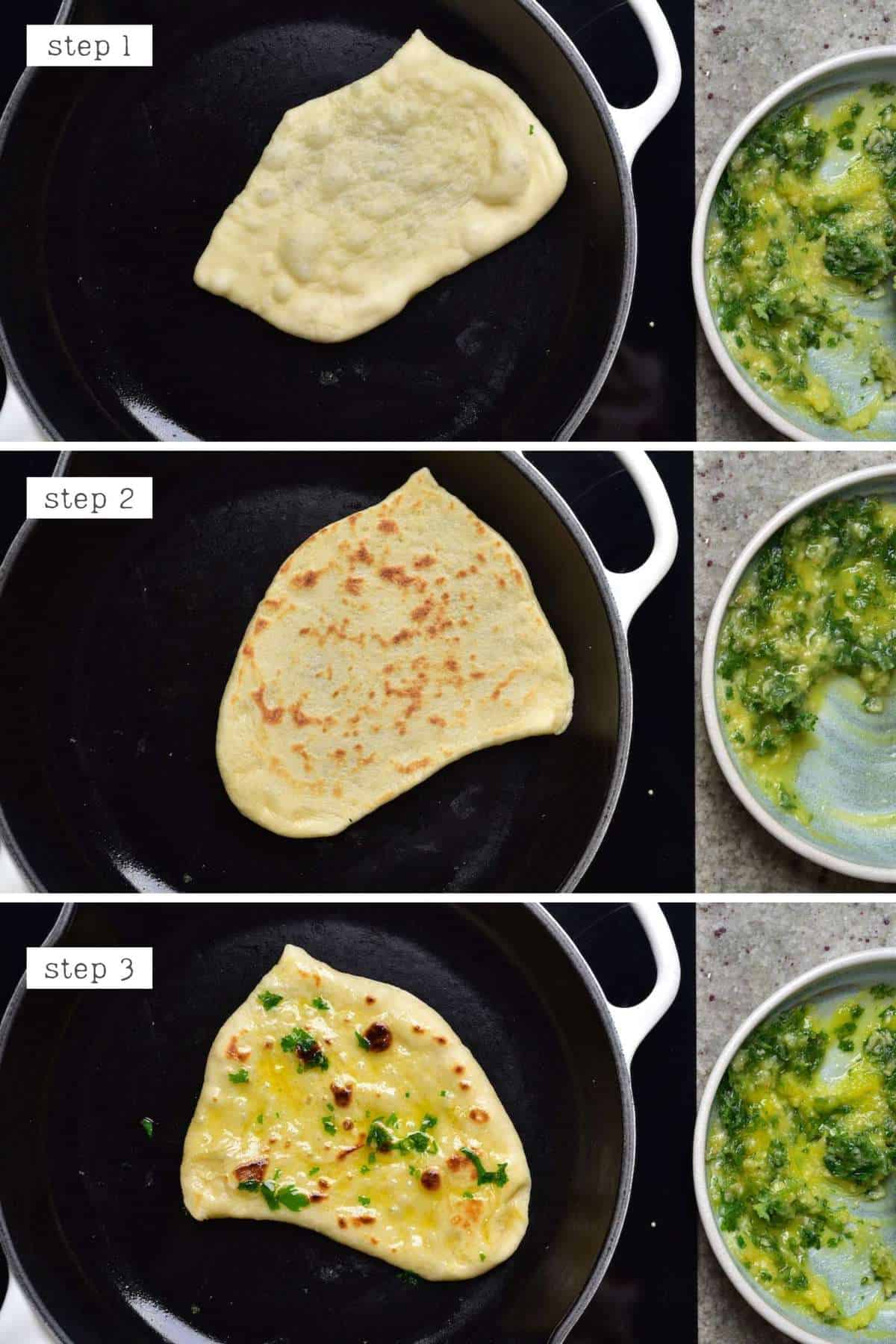 Steps for cooking garlic naan