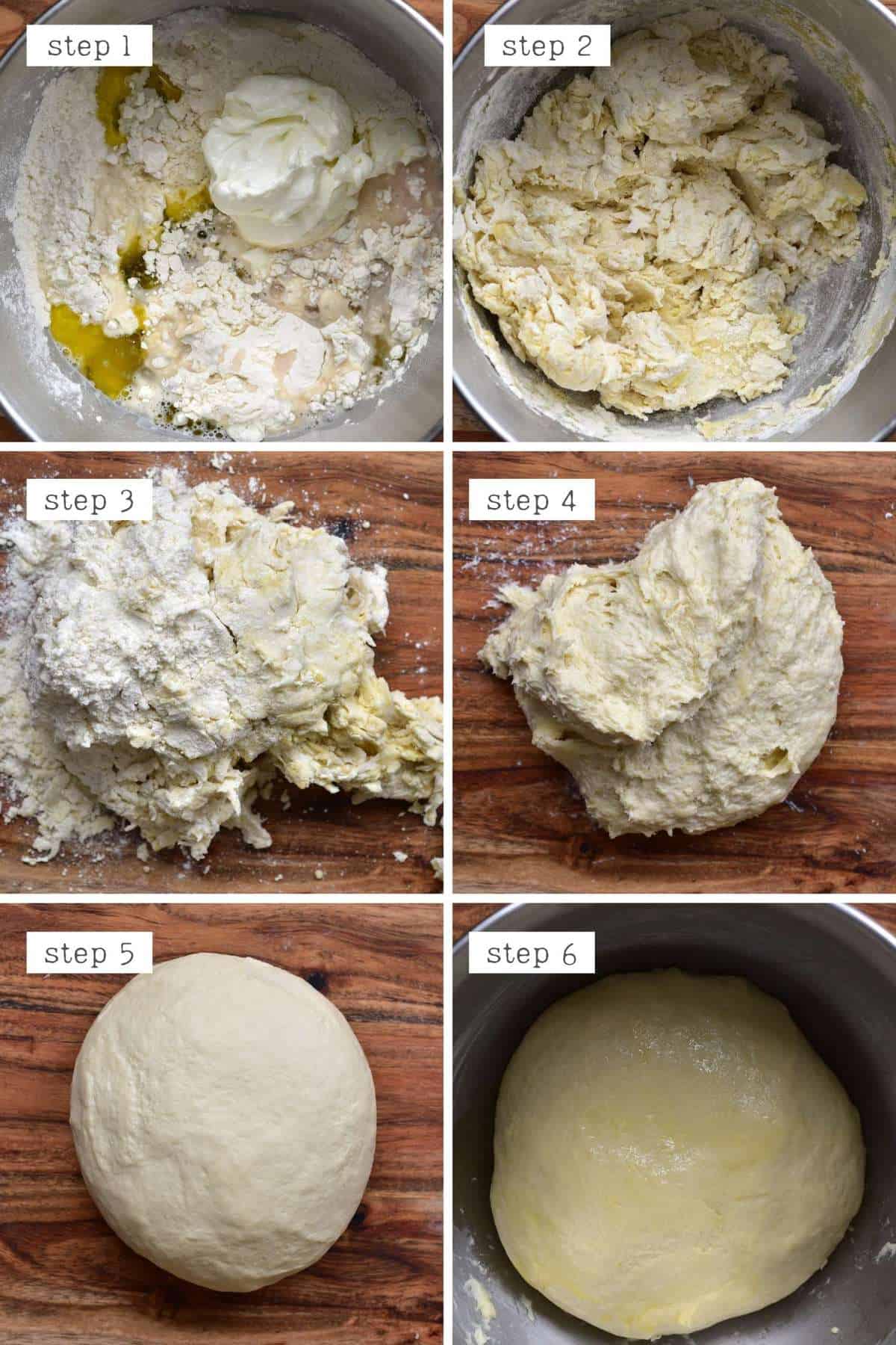 Steps for making naan dough