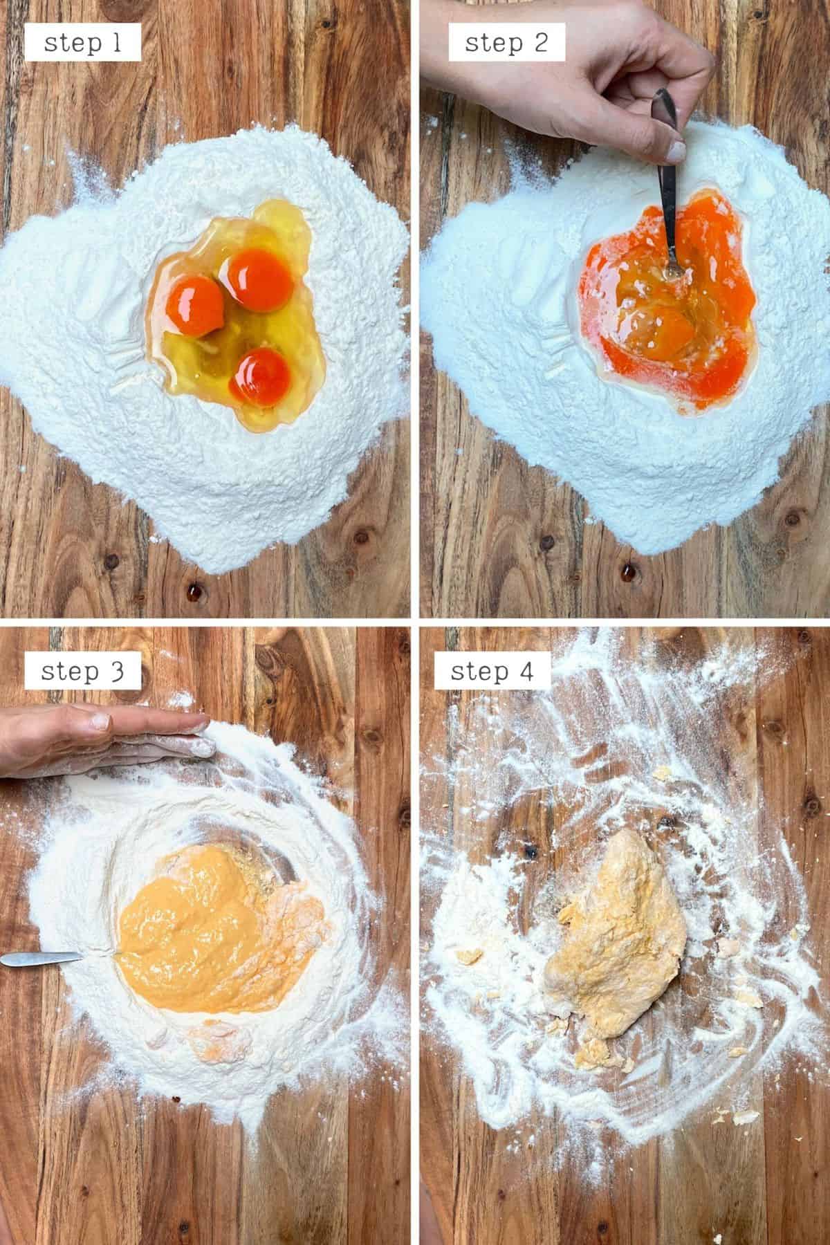 Steps for making ravioli dough
