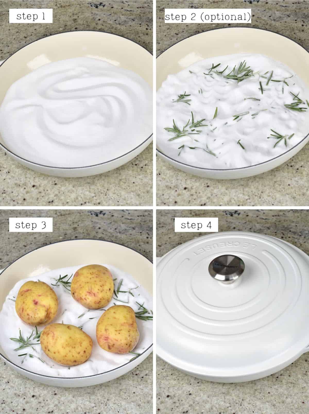 Steps for making salt baked potatoes