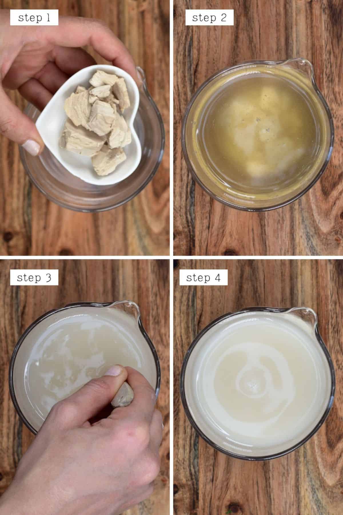 Steps for mixing yeast for bagels