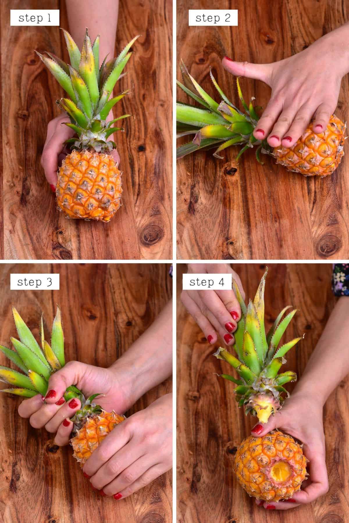 Steps for removing the pineapple crown