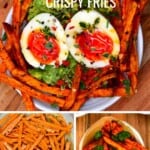 Sweet potato fries served with guacamole and soft-boiled eggs