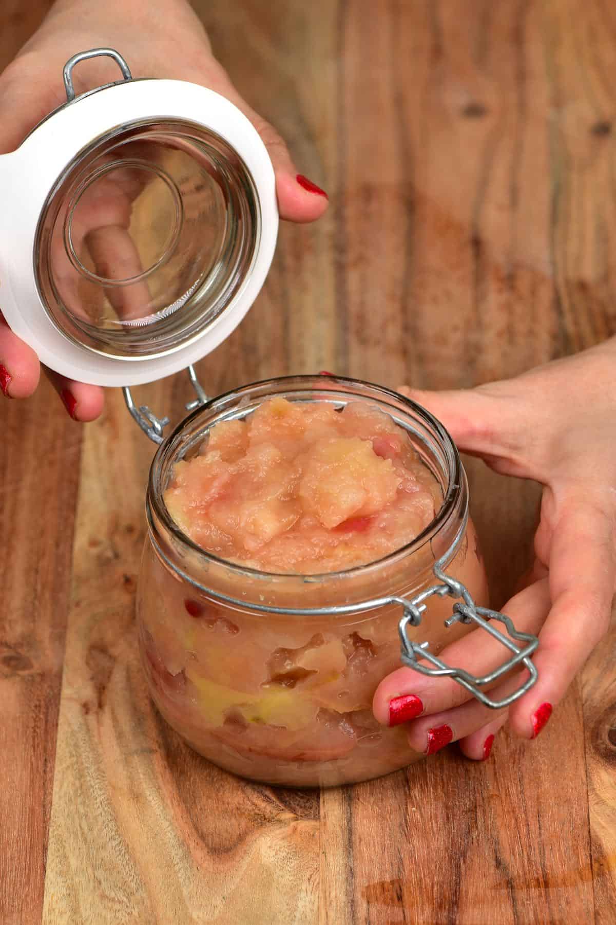 Applesauce in a jar