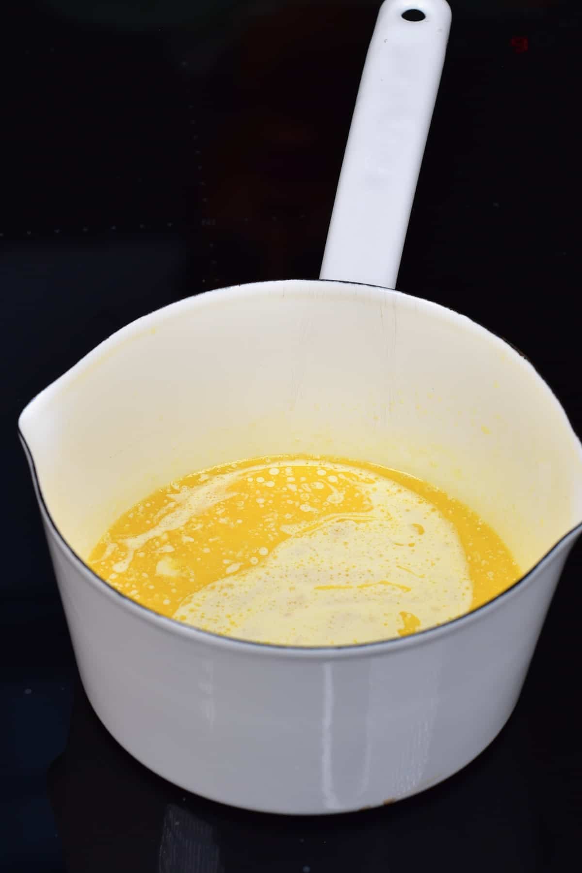 Melted butter and cream in a pot